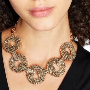 INC International Concepts Mixed-Metal Amber Crystal Circle Necklace